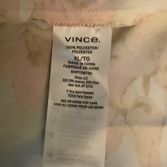 VINCE FLORAL CRUSHED SATIN DRESS Color soil Midi Dress in Cream and Pink size XL - Picture 10 of 10